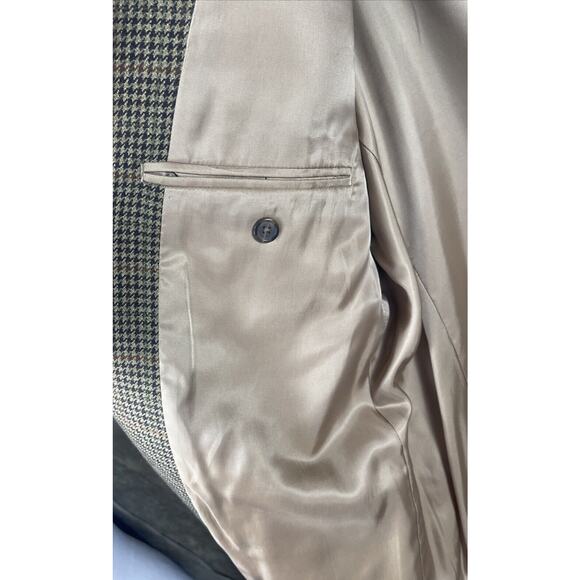 Lauren Ralph Lauren Mens Blazer Jacket Houndstooth Brown Tan 100% Lambswool 42R - Picture 7 of 8